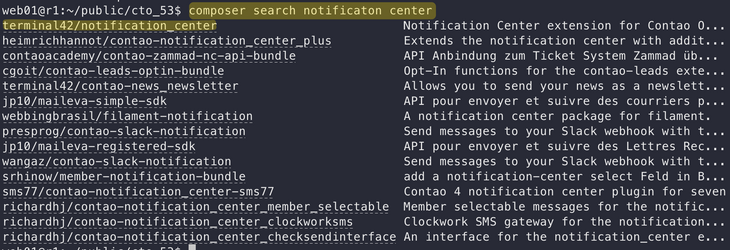 Paket per composer search suchen