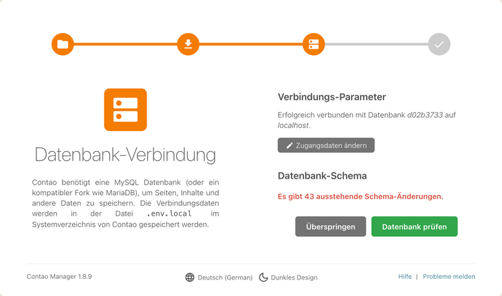 Datenbank-Verbindung - Datenbank prüfen