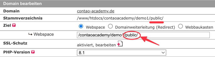 Contao 4 Root auf /public konfigurieren