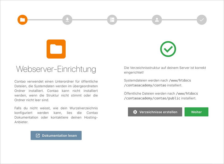 Contao Manager Webserver-Einrichtung prüfen